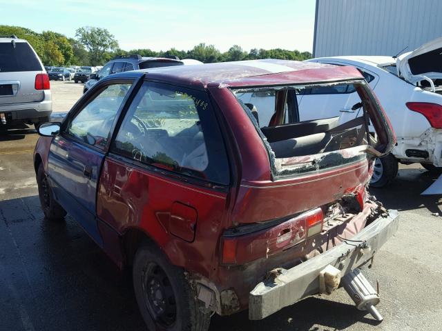 2C1MR2460P6753219 - 1993 GEO METRO RED photo 3