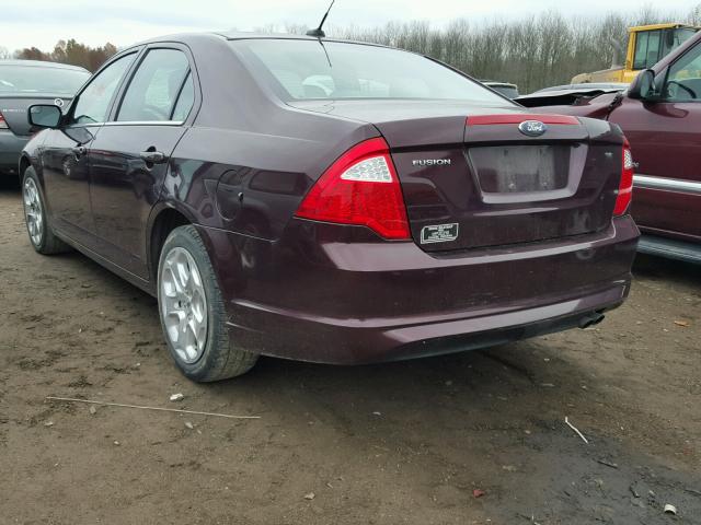 3FAHP0HAXBR334282 - 2011 FORD FUSION SE BURGUNDY photo 3