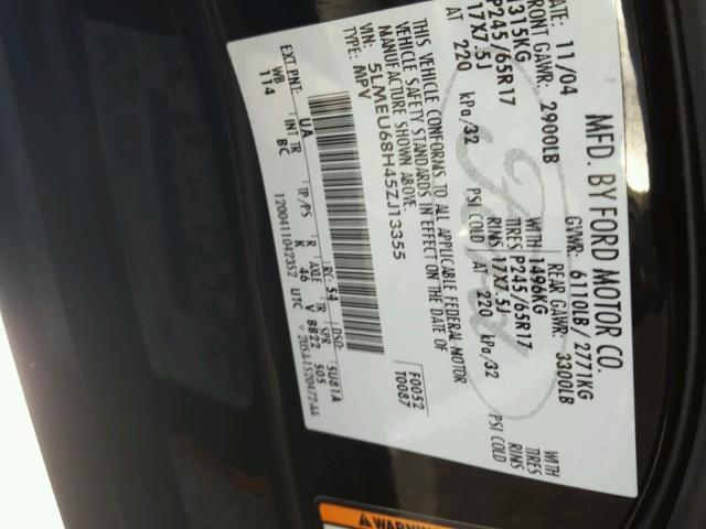 5LMEU68H45ZJ13355 - 2005 LINCOLN AVIATOR 黑色 照片 10