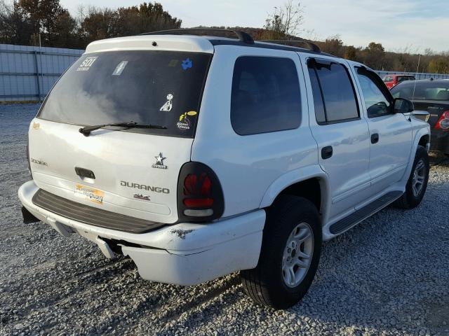 1D4HS58N23F588675 - 2003 DODGE DURANGO SL WHITE photo 4