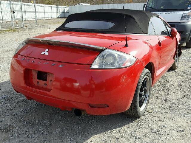 4A3AL25F67E046706 - 2007 MITSUBISHI ECLIPSE SP RED photo 4