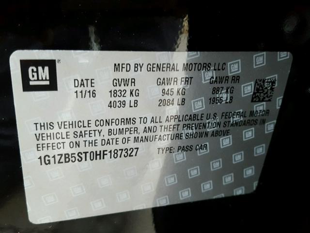 1G1ZB5ST0HF187327 - 2017 CHEVROLET MALIBU LS BLACK photo 10