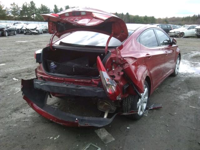 KMHDH4AE2CU499405 - 2012 HYUNDAI ELANTRA GL RED photo 4