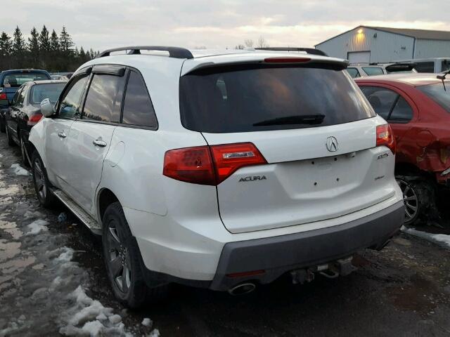 2HNYD28808H001079 - 2008 ACURA MDX SPORT WHITE photo 3