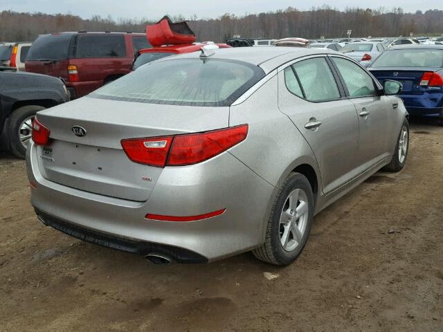 KNAGM4A71F5537264 - 2015 KIA OPTIMA LX SILVER photo 4