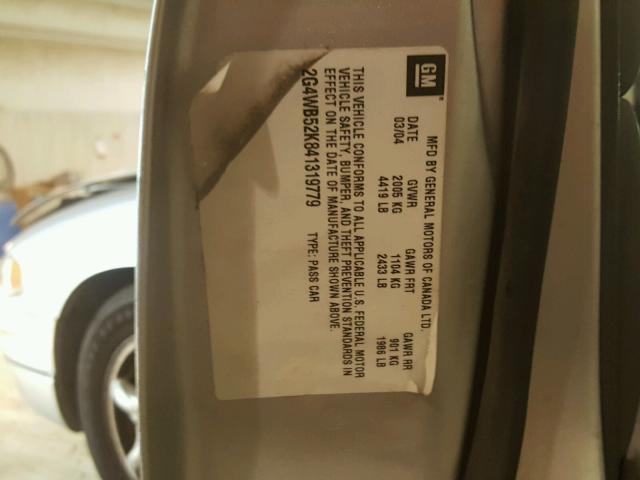 2G4WB52K841319779 - 2004 BUICK REGAL LS SILVER photo 10