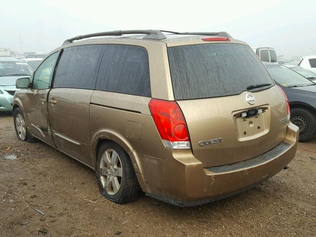 5N1BV28U84N350395 - 2004 NISSAN QUEST S GOLD photo 3