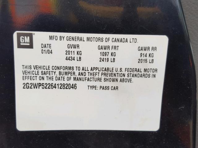 2G2WP522641282046 - 2004 PONTIAC GRAND PRIX 黑色 照片 10