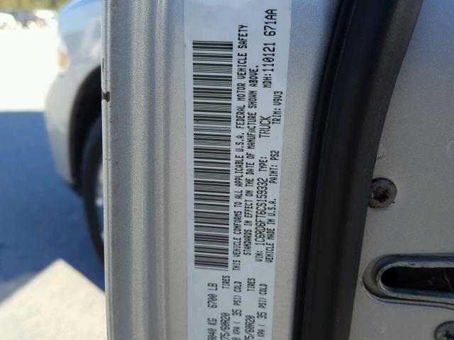 1C6RD6FT6CS159332 - 2012 DODGE RAM 1500 S SILVER photo 10