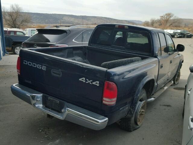 1B7GG2AN5YS751580 - 2000 DODGE DAKOTA QUA BLUE photo 4