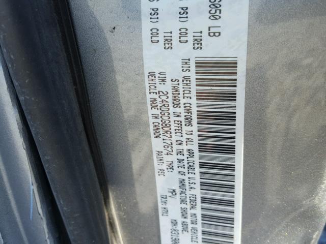 2C4RDGCG8DR717674 - 2013 DODGE GRAND CARA SILVER photo 10