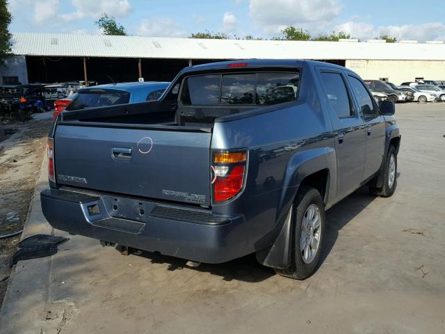 2HJYK16527H539596 - 2007 HONDA RIDGELINE BLUE photo 4