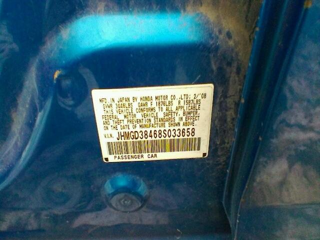 JHMGD38468S033658 - 2008 HONDA FIT BLUE photo 10