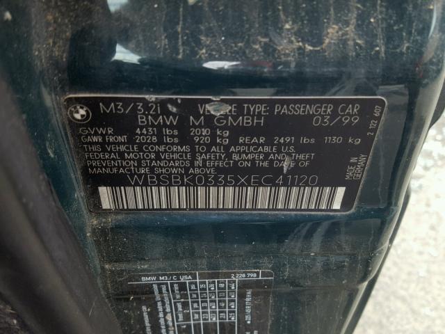 WBSBK0335XEC41120 - 1999 BMW M3 AUTOMAT Yaşıl foto 10