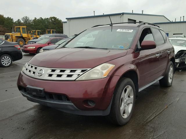 JN8AZ08T35W324545 - 2005 NISSAN MURANO SL BURGUNDY photo 2