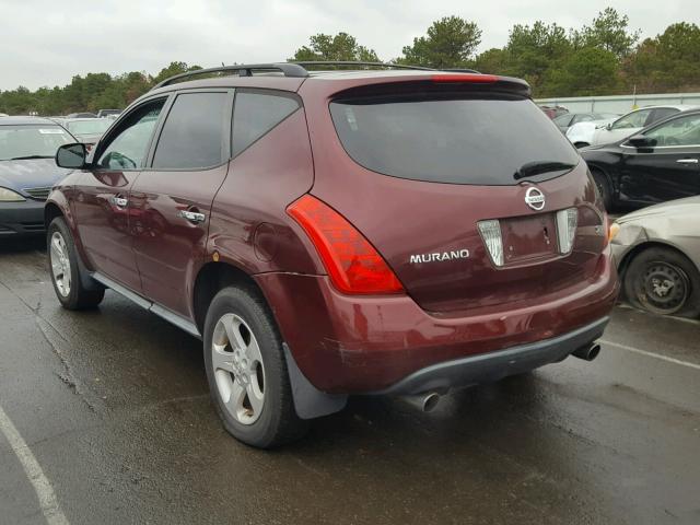 JN8AZ08T35W324545 - 2005 NISSAN MURANO SL BURGUNDY photo 3