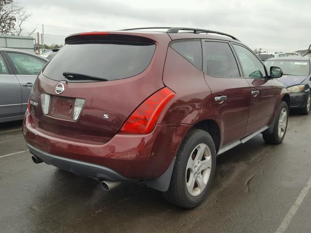 JN8AZ08T35W324545 - 2005 NISSAN MURANO SL BURGUNDY photo 4