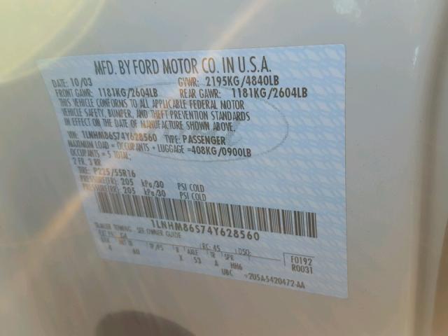 1LNHM86S74Y628560 - 2004 LINCOLN LS 米色 照片 10