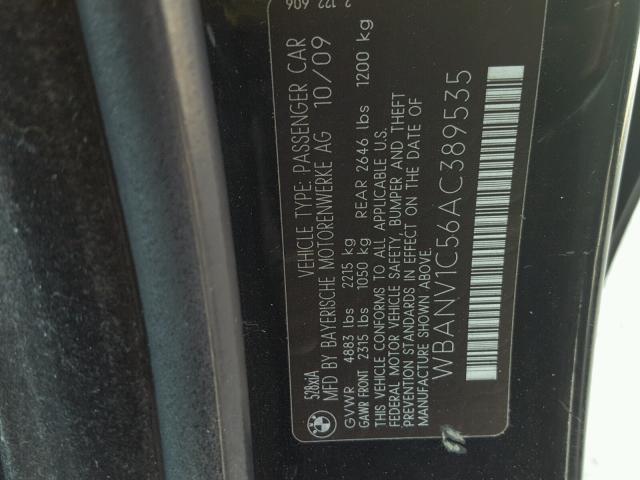 WBANV1C56AC389535 - 2010 BMW 528 XI BLACK photo 10