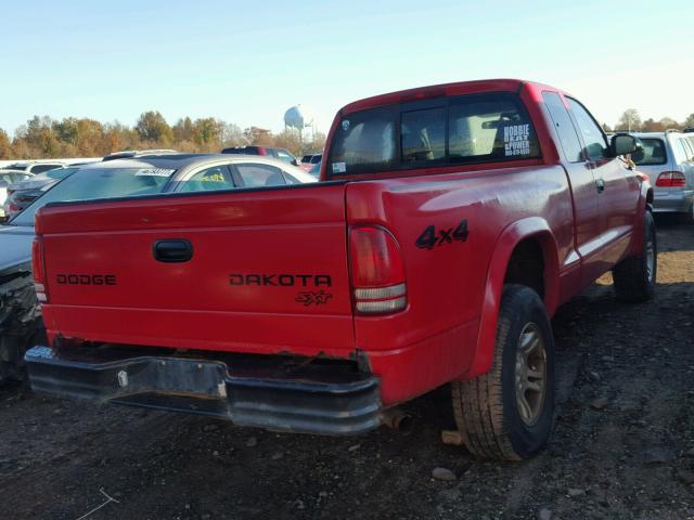 1D7HG12K94S557895 - 2004 DODGE DAKOTA SXT RED photo 4