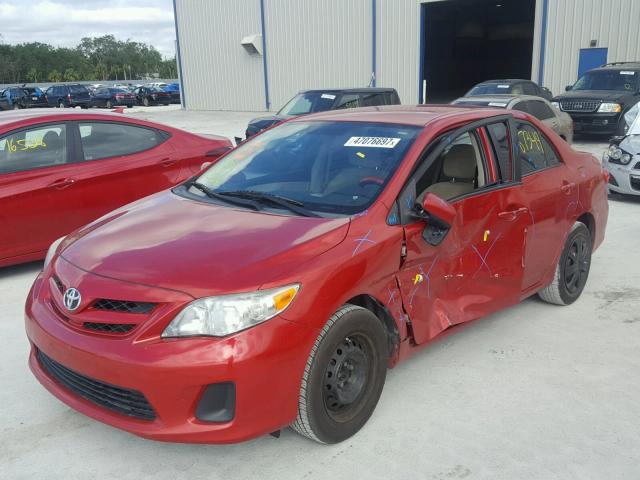 2T1BU4EE0BC729844 - 2011 TOYOTA COROLLA BA RED photo 2