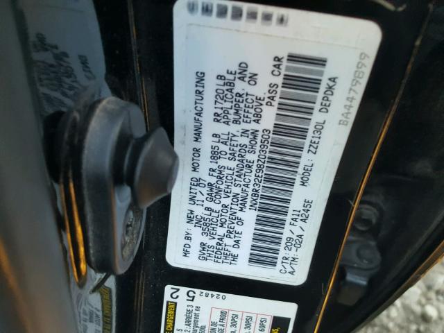 1NXBR32E98Z039503 - 2008 TOYOTA COROLLA CE BLACK photo 10