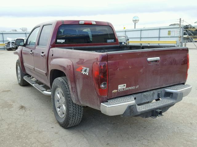 1GCDT13E098148928 - 2009 CHEVROLET COLORADO MAROON photo 3