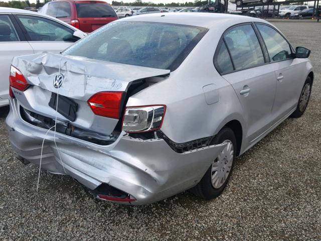 3VW2K7AJ0DM237963 - 2013 VOLKSWAGEN JETTA BASE SILVER photo 4