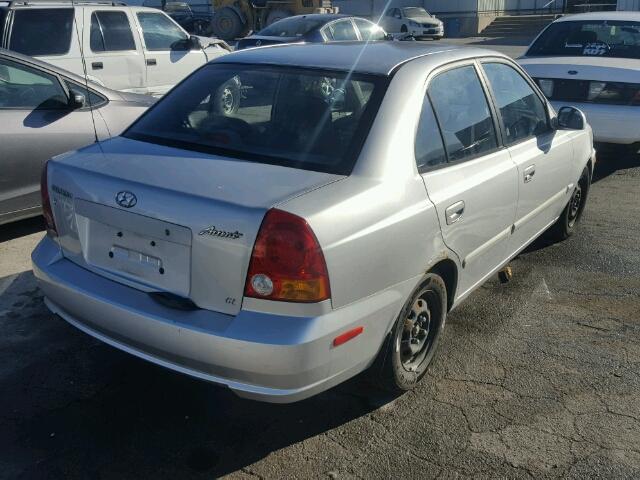 KMHCG45C33U457218 - 2003 HYUNDAI ACCENT GL SILVER photo 4