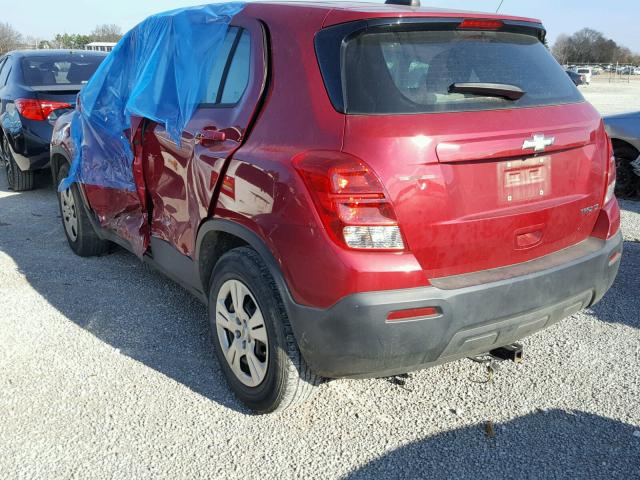 KL7CJKSB4FB080305 - 2015 CHEVROLET TRAX LS RED photo 3