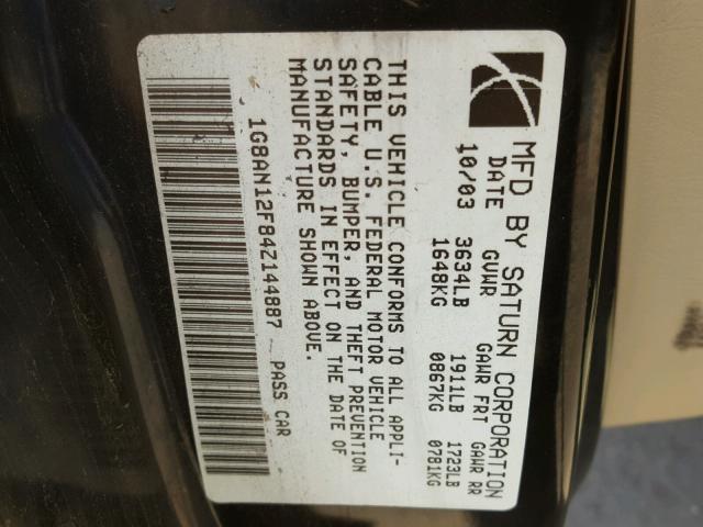 1G8AN12F84Z144887 - 2004 SATURN ION LEVEL Qırmızı foto 10
