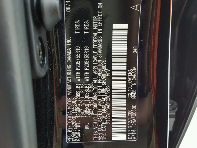 2T2ZK1BA0FC205129 - 2015 LEXUS RX 350 BLACK photo 10