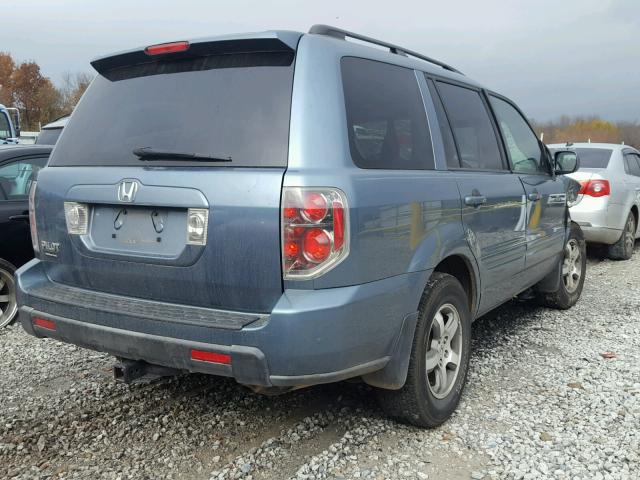 5FNYF28557B038574 - 2007 HONDA PILOT EXL BLUE photo 4