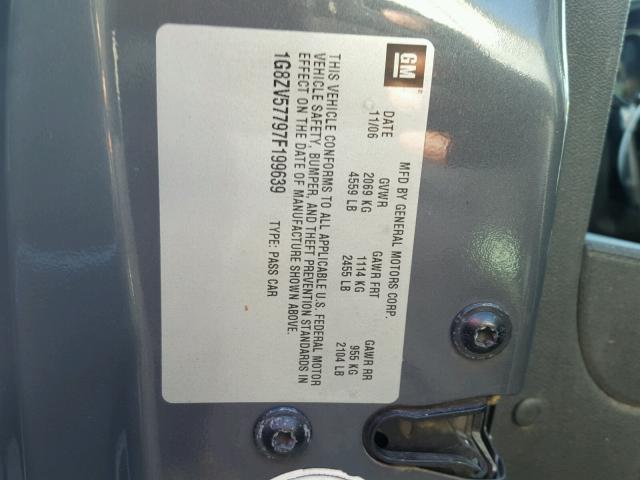 1G8ZV57797F199639 - 2007 SATURN AURA XR GRAY photo 10