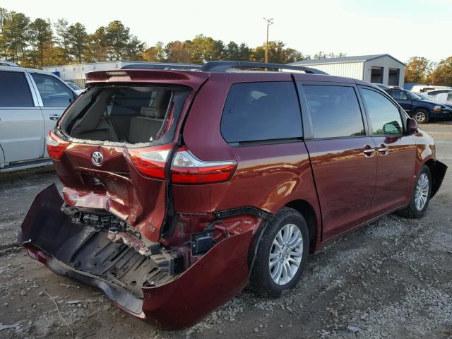 5TDYK3DC6FS627696 - 2015 TOYOTA SIENNA XLE BURGUNDY photo 4