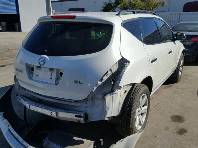 JN8AZ08T36W414960 - 2006 NISSAN MURANO SL WHITE photo 4