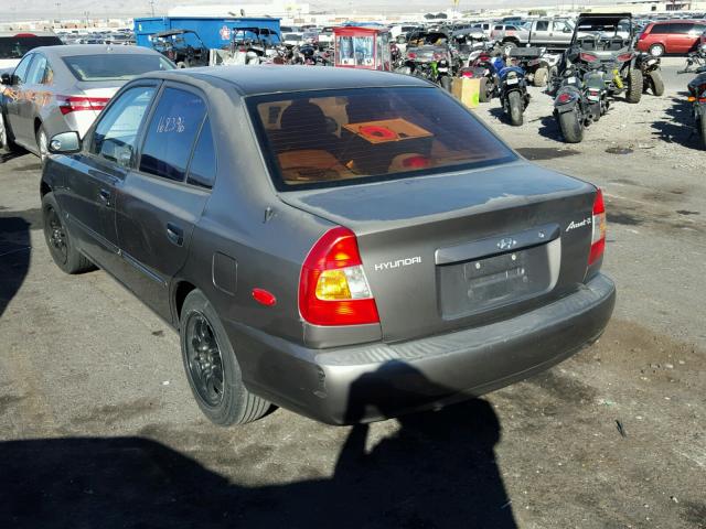 KMHCG45C31U234190 - 2001 HYUNDAI ACCENT GL GRAY photo 3