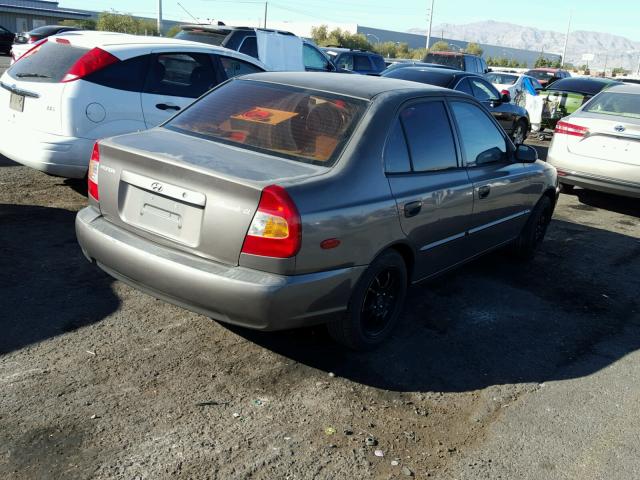 KMHCG45C31U234190 - 2001 HYUNDAI ACCENT GL GRAY photo 4