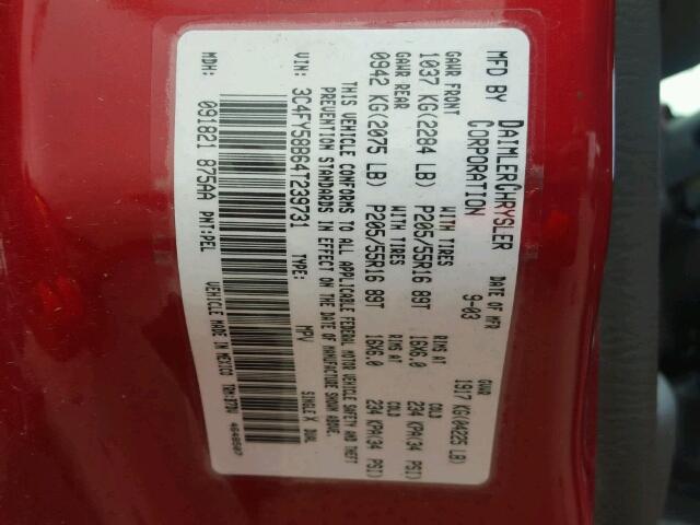 3C4FY58B64T239731 - 2004 CHRYSLER PT CRUISER RED photo 10