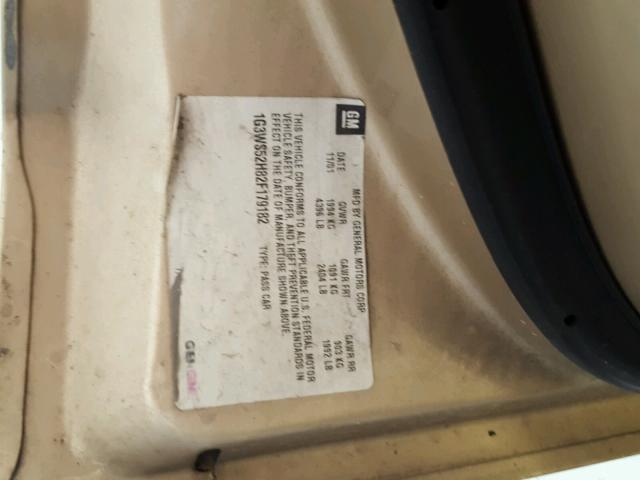 1G3WS52H82F179182 - 2002 OLDSMOBILE INTRIGUE G BEIGE photo 10