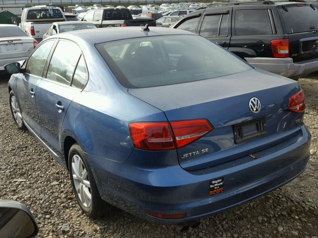 3VWD17AJ7FM319977 - 2015 VOLKSWAGEN JETTA SE BLUE photo 3