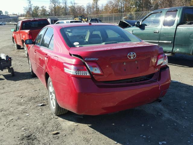 4T1BF3EK2BU629107 - 2011 TOYOTA CAMRY BASE RED photo 3