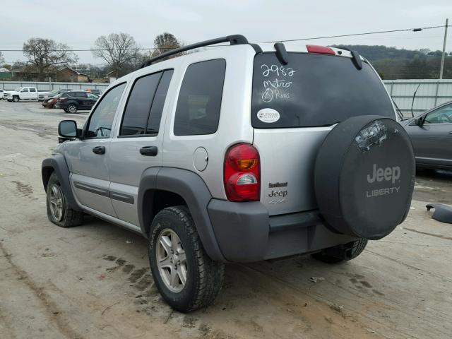 1J4GL48K03W522982 - 2003 JEEP LIBERTY SP SILVER photo 3