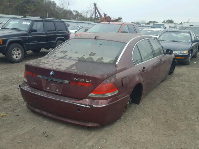 WBAGN63482DR04172 - 2002 BMW 745 LI BURGUNDY photo 4