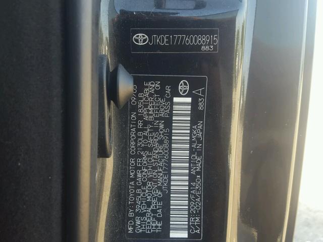 JTKDE177760088915 - 2006 TOYOTA SCION TC 黑色 照片 10