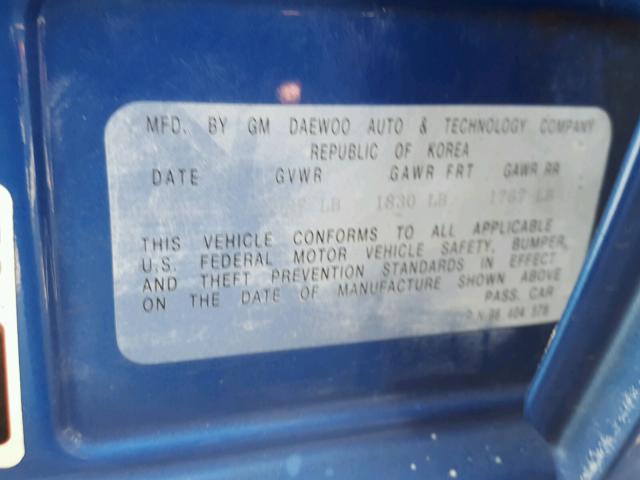 KL1TD62695B432143 - 2005 CHEVROLET AVEO BASE Niebieski zdjęcie 10