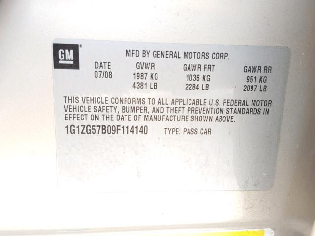 1G1ZG57B09F114140 - 2009 CHEVROLET MALIBU LS 棕色 照片 10