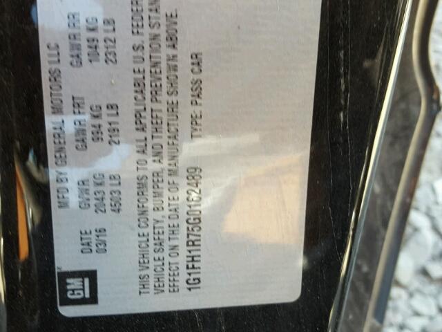 1G1FH1R75G0162489 - 2016 CHEVROLET CAMARO SS Negro foto 10