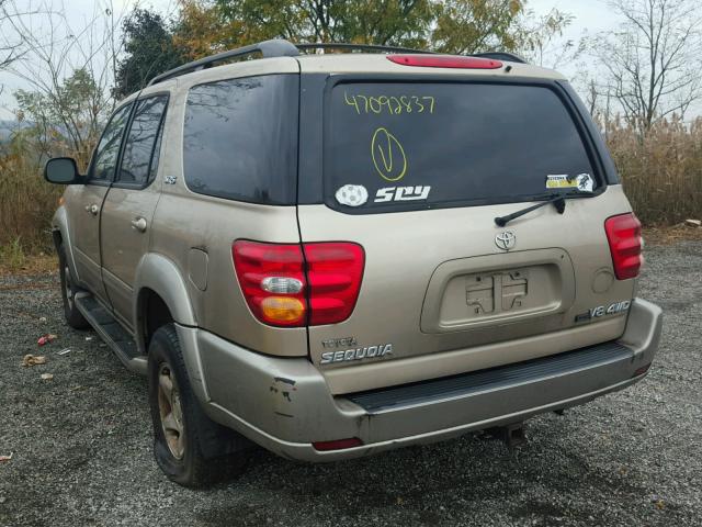 5TDBT44A62S107466 - 2002 TOYOTA SEQUOIA SR GOLD photo 3