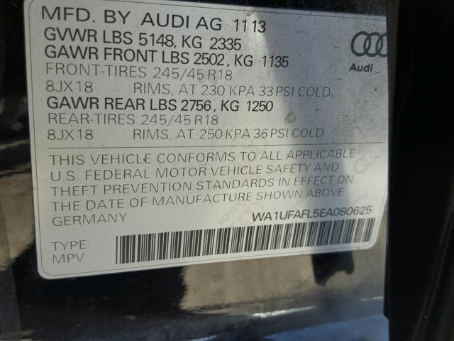 WA1UFAFL5EA080625 - 2014 AUDI A4 ALLROAD BLACK photo 10